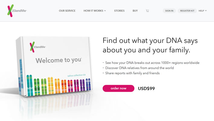 DNA基因检测和分析：23andMe