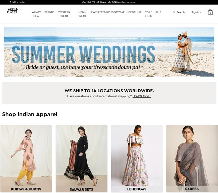 印度名牌女装购物网站：Nykaa Fashion